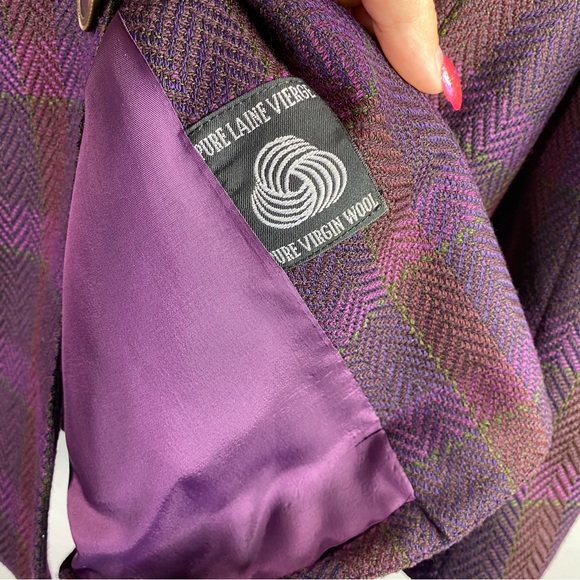 Vintage Purple Plaid Wool Blazer - Picture 9 of 12